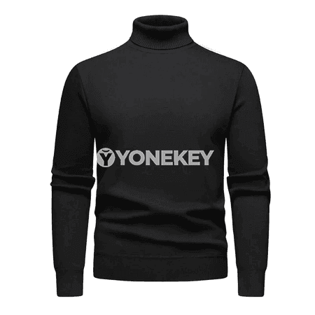 Erkekler üçin ýyly trikotaž golfikli switer, slim fit