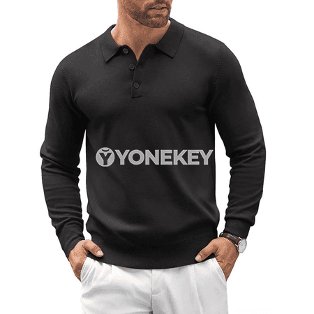 Erkekler üçin ýyly polo switer, uzyn ýeňli, düwmeli klassiki