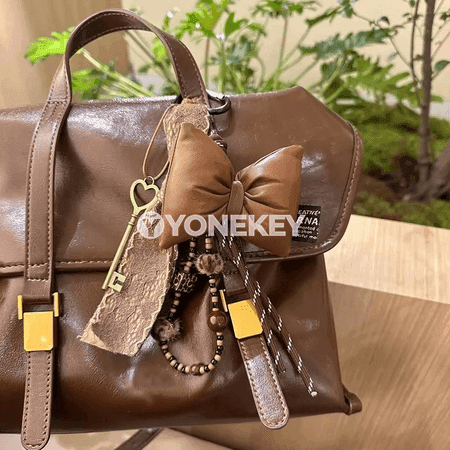 Deriden goýy kofe reňkli boýun bag açar halkasy
