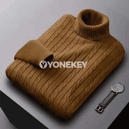 Erkekler üçin ýyly balakly gök boýun switeri, gyş üçin