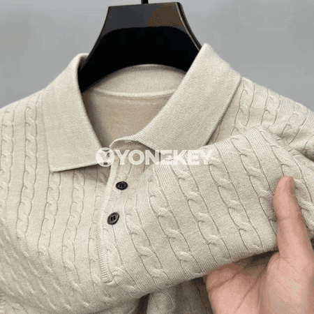 Erkekler üçin V boýun örme pullover switer, ýyly we klassik gyş modeli