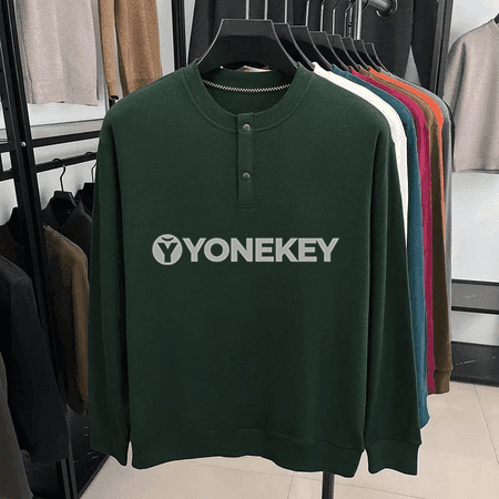 Erkekler üçin ýyly Henley uzun ýeňli gündelik futbolka