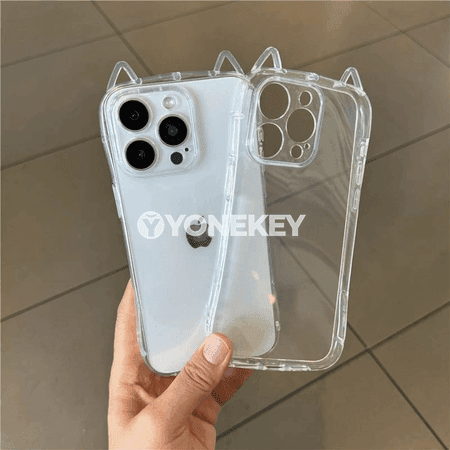 iPhone üçin ýumşak silikon pişik gulakly açyk gorag gap