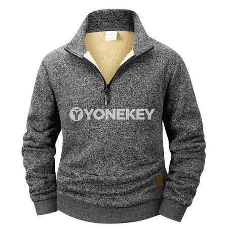 Gyş üçin ýyly fleece erkek pulower, ýarym zipli, ýokary boýunly