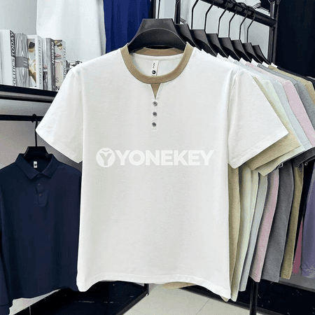 Erkekler üçin gündelik ýeňil Henley futbolka, dem alýan, rahatly