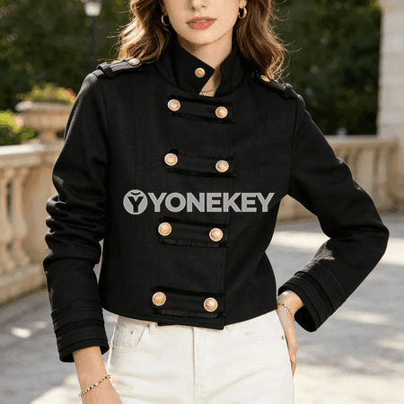 Zenanlar üçin slim turtleneck gysga kurtka, ýazky, uzyn ýeňli