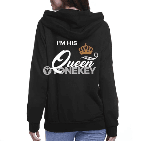 Jübütler üçin güýz-gyş hoodie: KING / QUEEN çaply rahat model