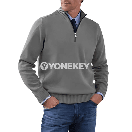 Erkekler üçin turtleneck zipli switer, güýz-gyş üçin ýyly pulower