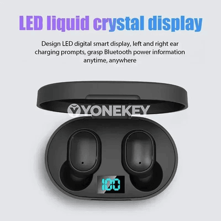 E6S TWS Simsiz Bluetooth Gulaklyklar, Mikrofonly, Ak/Gara