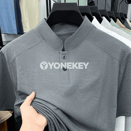 Erkekler üçin ýeňil, dem alýan gysga ýeňli polo köýnek