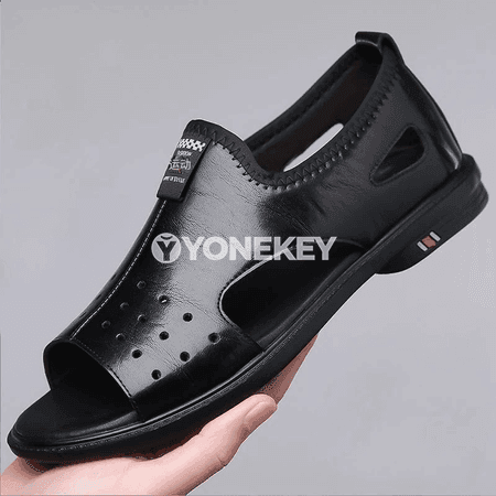Erkekler üçin ýeňil dem alýan gaýyş sandallar, öýkenmeýän, slip-on