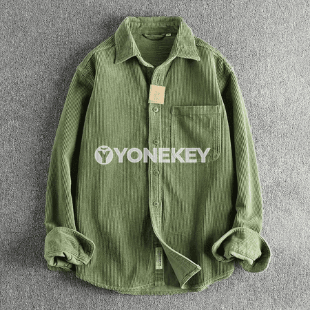 Erkekler üçin korduroý uzyn ýeňli gündelik köýnek-jaket