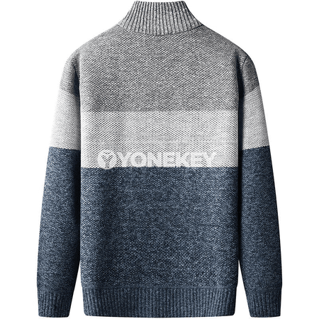 Erkekler üçin gyş ýyly fleece kardigan, zipli, dik boýunly
