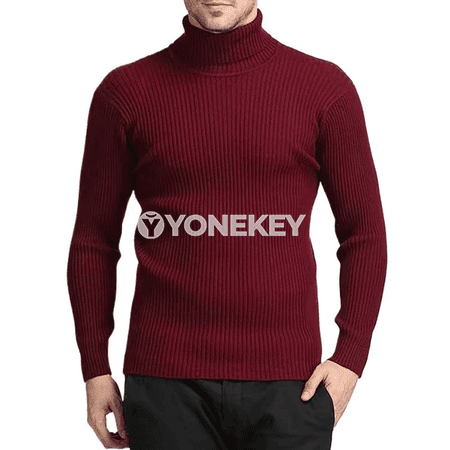 Erkekler üçin ýyly boýunguşly, zolakly triko switer