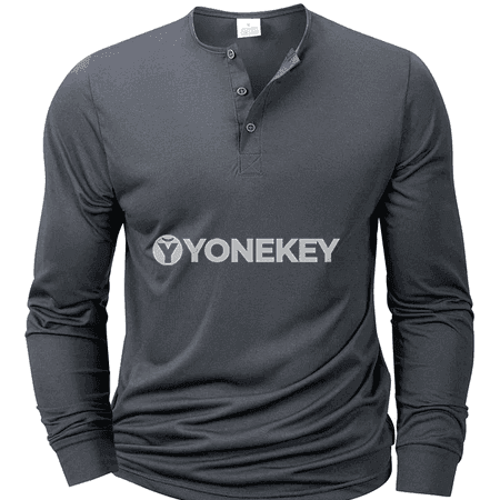 Erkekler üçin ýeňil, dem alýan uzyn ýeňli Henley futbolka, S-XXXL