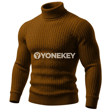 Erkekler üçin ýyly, ýumşak örülen boýny ýokary switer