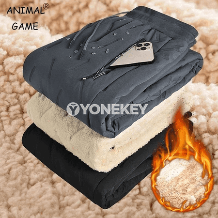 Erkekler üçin ýyly fleece sport balaklar, fermuarly jübili, giň ölçegli