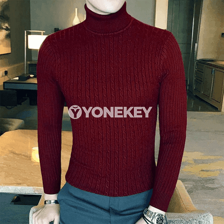 Erkekler üçin ýyly turtlenek boýunly switer, galyň, gündelik stil