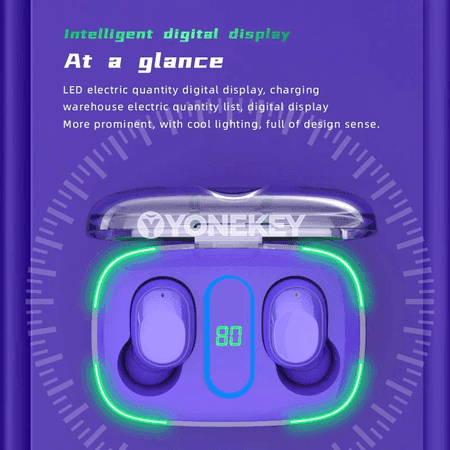 Y90 TWS simsiz Bluetooth nauşnikler, su geçirmeýän, güýçli bass