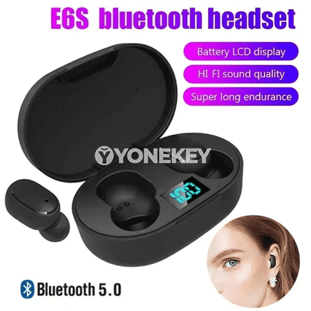 E6S simsiz Bluetooth nauşnikler, mikrofonly, 5.0