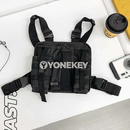 Erkekler üçin köp bölümleri bolan taktiki chest bag, nylon sumka