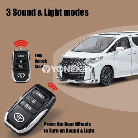 TOYOTA Alphard 1:24 metal model awtoulag, sesli‑yşykly, gapy açylýan