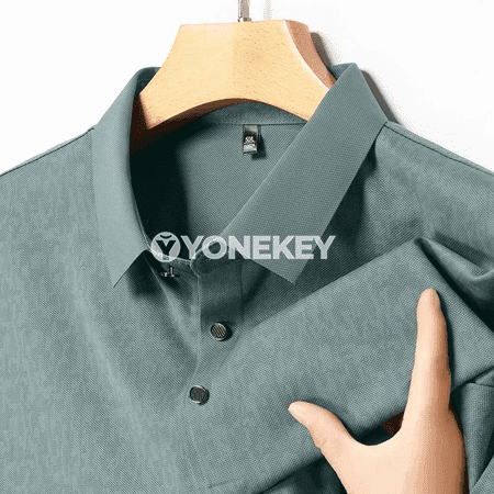 Erkekler üçin ýeňil geometriýaly polo köýnek, tomuslyk, dem alýan
