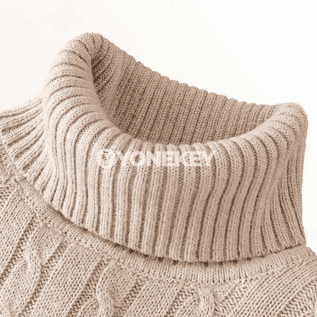 Erkekler üçin ýyly boýunly örme switer, dar kesim, güýz-gyş