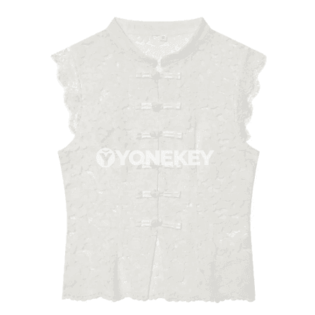 Zenanlar üçin ýeňsiz dantelli slim top, ýazky gündelik stil