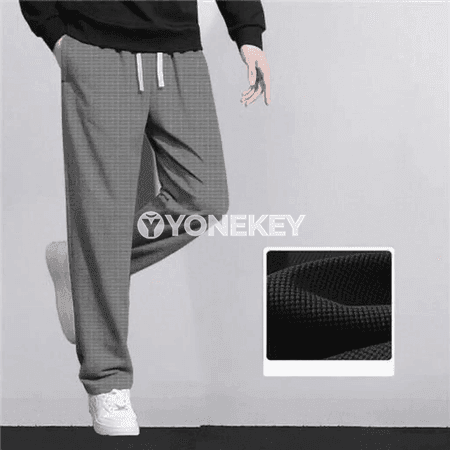 Erkekler üçin retro örülen giň düz paçakly sport jalbar