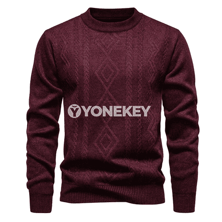 Erkekler üçin ýyly örülen switer, dykal boýunly, gündelik stil