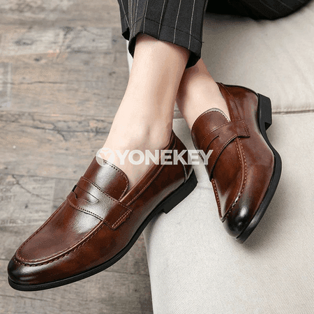 Erkekler üçin ofis we toý köwüşleri, deri loafers, slip-on