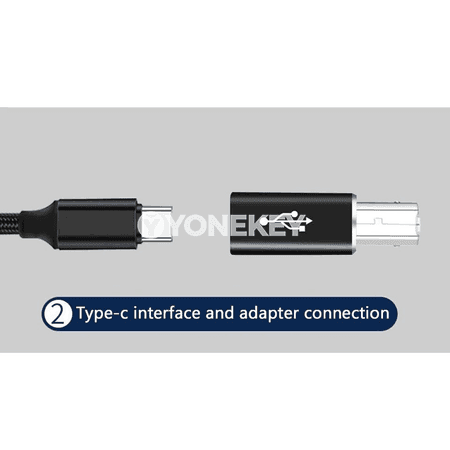 USB B erkekden Type-C aýala adapter, printer we skaner üçin