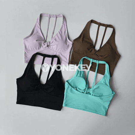 Zenanlar üçin yoga sport bra, açyk arka, fitnes we ylgaw üçin