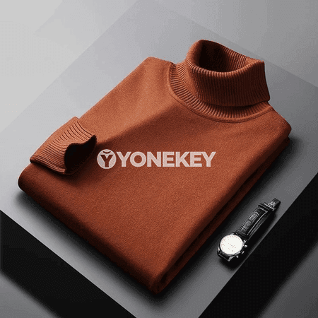 Erkekler üçin ýyly turtleneck sviter, tekiz reňkli uzyn ýeňli