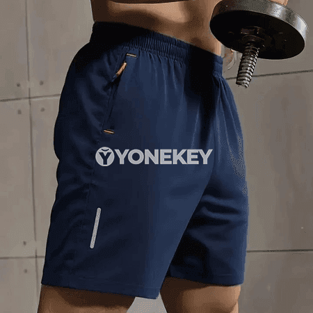 Erkekler üçin ýeňil sport şortik — elastik boýun, dem alýan ýazky model