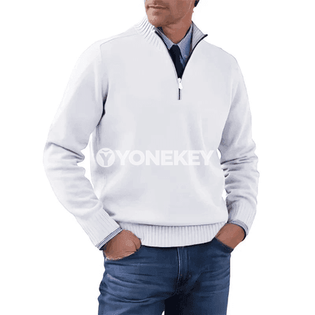 Erkekler üçin ýyly fermuarly polo switer, güýz-gyş üçin