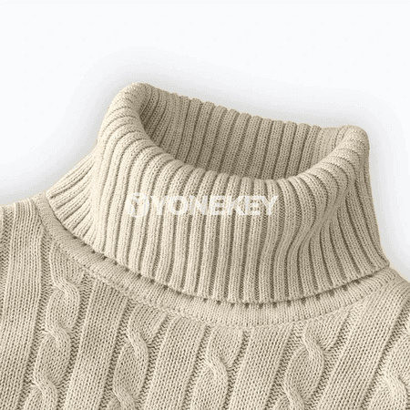 Erkekler üçin ýyly ýokary boýunly dokalan pullover, gyş üçin rahat köýnek