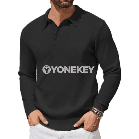Erkekler üçin gyş ýyly polo switer, uzyn ýeňli, düwmeli