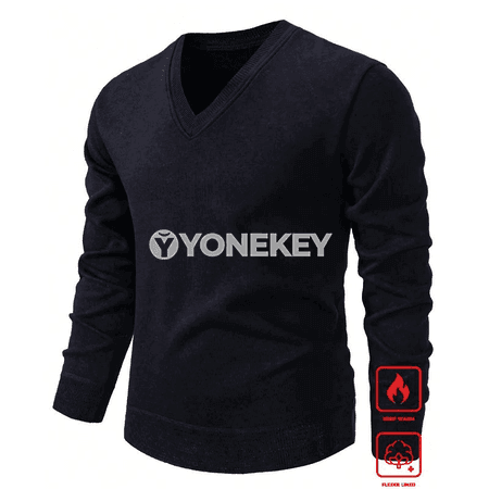 Erkekler üçin V- boýun dokalan switer, klassik fit, S-XXL