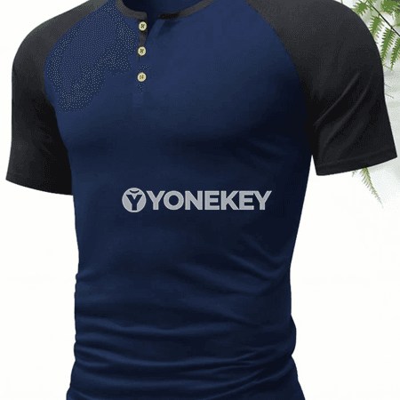 Erkekler üçin Henley futbolka, ýeňil, dem alýan, gündelik stil