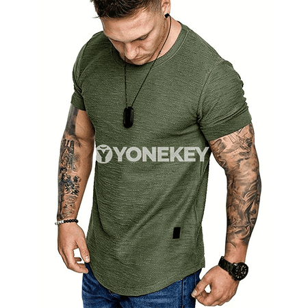 Erkekler üçin sport futbolka, slim fit, gysga ýeňli, ýaz-ýazlyk