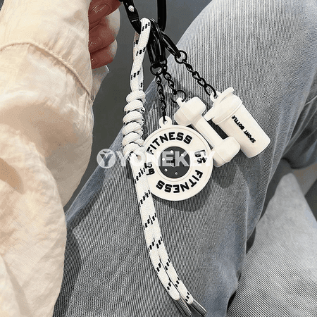 Fitnes üçin elde örülen açar halkasy, mini ganter görnüşli
