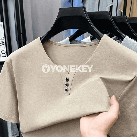 Erkekler üçin ýeňil, howa geçirýän Henley köýnek — gündelik stil