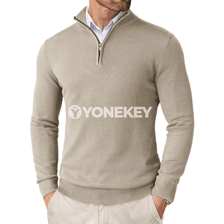 Erkekler üçin ýarym zip ýeňil örme switer, dar kesim, şäher görnüşi