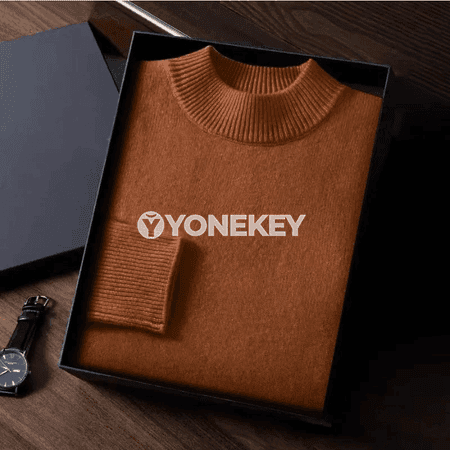 Erkekler üçin güýz-gyş ýyly switer, mock boýunly, gündelik stil