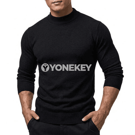 Erkekler üçin güýz köýnegi, boýnu ýokary, uzyn ýeňli, ýyly pullover