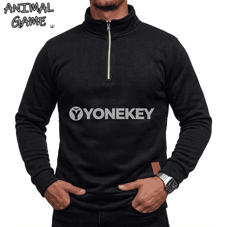 Erkekler üçin ýyly zipli sweatshirt, güýz-gyş üçin