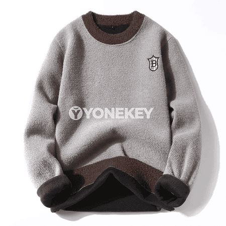 Erkekler üçin ýyly trikotaž switer, zolakly nagyşly, gyş üçin rahat model