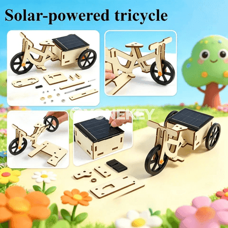 Gün energiýasy bilen işleýän çagalar üçin üç tigirli ylmy gurnama modeli